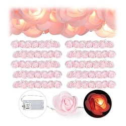 10x Guirlandes lumineuses de 20 roses LED à piles pour mariages St Valentin lumière chaude rose