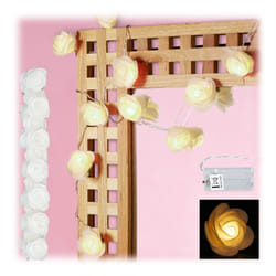 Relaxdays - 2x Guirlandes lumineuses de 20 roses led chaque, à piles pour mariages, St Valentin, lumière chaude, blanche