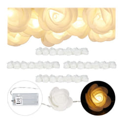 4x Guirlandes lumineuses de 20 roses LED chaque à piles pour mariages St Valentin lumière chaude blanche