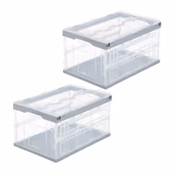 Boîte pliable lot de 2 couvercle caisse de rangement plastique coffre transport 60 litres 315 x 595 x 395 cm vert