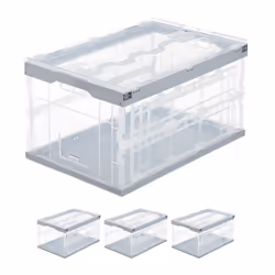 Boîte pliable lot de 4 couvercle caisse de rangement plastique coffre transport 60 litres 315 x 595 x 395 cm vert
