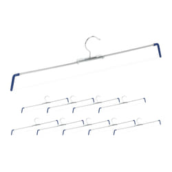 Cintres pantalons, lot de 10, antidérapants, pour jupes, tendeurs en spirale, largeur 30-50 cm, argenté/bleu - Relaxdays
