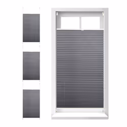 Store vénitien sans perçage lot de 4 volet fenêtre semi-transparent laisse passer la lumière 90 x 210 cm gris