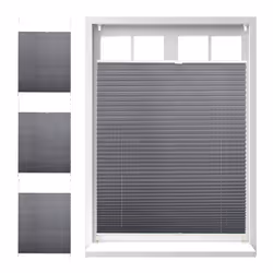 Store vénitien sans perçage lot de 4 volet fenêtre semi-transparent laisse passer la lumière 90 x 130 cm gris