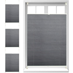 Relaxdays - Store vénitien sans perçage, lot de 4, volet fenêtre, semi-transparent, laisse passer la lumière, 100 x 130 cm, gris