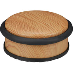 Relaxdays - Butoir de porte, lourdes portes, acier inoxydable, caoutchouc, plat, aspect boisé HxD 5x10,5 cm, marron clair