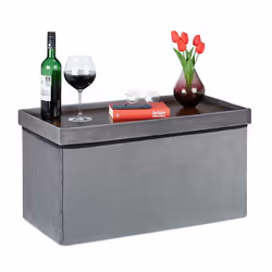 Relaxdays Banc de velours avec espace de rangement tablette couvercle pliable Coffre Banc HlP 42x76x38cm gris