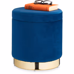 Ce pouf coiffeuse élégant en bleu marine soutenu est une petite merveille stylée pour toute pièce. Comme tabouret décoratif d ...