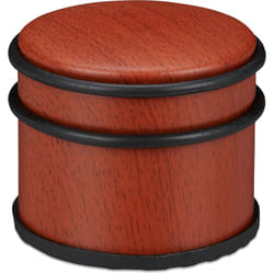 Relaxdays - Butoir de porte, pour de lourdes portes & fenêtres, inox & caoutchouc, aspect boisé, ∅ 9,5 cm, marron-rouge