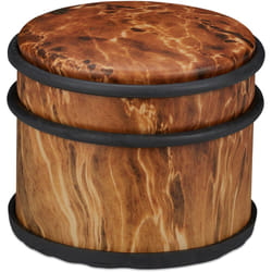 Relaxdays - Butoir de porte, lourdes portes & fenêtres, en acier inox & caoutchouc, aspect boisé, ∅ 9,5 cm, brun foncé