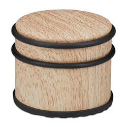 Relaxdays - Butoir de porte, lourdes portes & fenêtres, en acier inox & caoutchouc, aspect boisé, ∅ 9,5 cm, marron clair