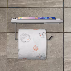 Relaxdays - Porte-papier toilette, avec support, distributeur en inox brossé, montage mural, hlp 8 x 18 x 9,5 cm, argenté