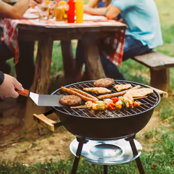 Spatule barbecue, set de 3, grill, hamburgers, cuisine, acier inoxydable, manche en bois, brun rouge - Relaxdays