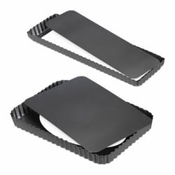 Moule tarte rectangulaire, lot de 2 pratique, fond amovible, antiadhésif, 31x21,5 cm et 35x11 cm, anthracite - Relaxdays