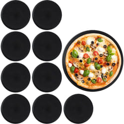 Relaxdays - Plaque à pizza, lot de 10, rond, antiadhésif, tartes flambées, acier au carbone, moule, ∅ 32 cm, noir