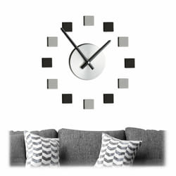 Relaxdays - Horloge murale diy, montre à coller au mur, grandes variables, chambre & salon, 3D, argenté/noir/gris