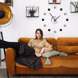 Relaxdays - Horloge murale diy, montre à coller au mur, grandes variables, chambre & salon, 3D, argenté/noir/gris
