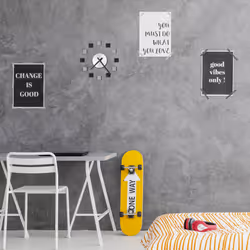 Relaxdays - Horloge murale diy, montre à coller au mur, grandes variables, chambre & salon, 3D, argenté/noir/gris