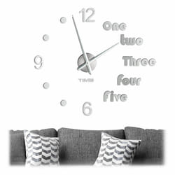 Relaxdays - Horloge murale diy, montre à coller au mur, grandes variables, chambre & salon, chiffres & lettres 3D, argenté