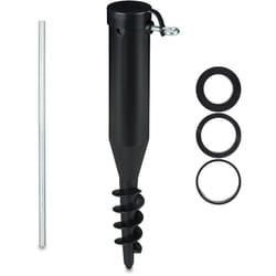 Relaxdays - Douille de sol, pied de parasol à visser, adaptateur 40-52 mm, plastique, Protection soleil, vis de terre, noir