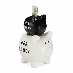 Relaxdays - Tirelire Cochon, His & Her Money 2 cochons, cadeau amusant pour couples & mariages, économie, noir/blanc