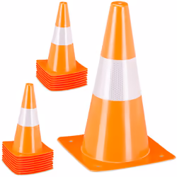 Les cônes de chantier àrayures réfléchissantes sont parfaits pour l’entraînement de football, dehandball et bien d’autres spo ...
