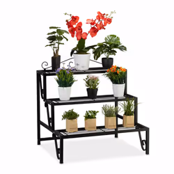 Relaxdays 4052025308438, Support de pots, Fer, Noir, Intérieure, 15 kg, 700 mm