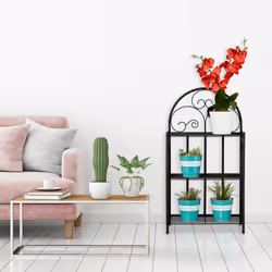 Relaxdays étagère extérieure jardin, pliable, 3 niveaux, balcon, jardin & intérieur, métal, HLP 83 x 44,5 x 25 cm, noir