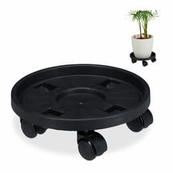 Relaxdays - Plateau à roulettes pour plantes, jeu de 2, d. 30,6 cm, support pour fleurs avec roues, intérieurt, extérieur