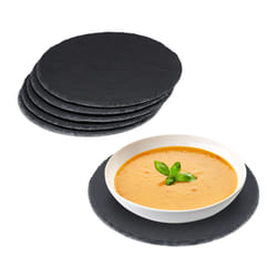 Relaxdays 4052025308810 Plat de service Ardoise Anthracite Rond Plateau de présentation
