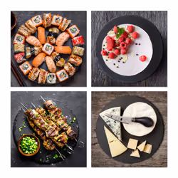 Relaxdays 4052025308810 Plat de service Ardoise Anthracite Rond Plateau de présentation