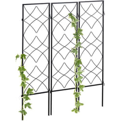Relaxdays - treillis de jardin, métal, lot de 3, à planter, support pour plantes grimpantes, 122x31 cm, jardin, noir
