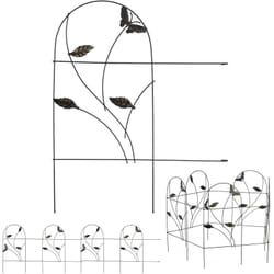 Relaxdays - bordure potager, clôture jardin 5 éléments, métal, design papillon, h x l : 46 x 250 cm, noir