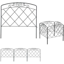 Relaxdays - bordure potager, clôture jardin 4 éléments, métal, design antique, h x l : 41,5 x 245 cm, noir