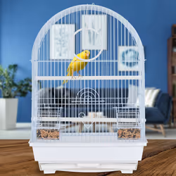 Cage à oiseaux, canaris, perruches, avec perchoirs, balançoire & mangeoires, hlp 49,5 x 34,5 x 31 cm, blanc - Relaxdays
