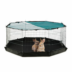 Relaxdays - Enclos avec couverture en filet, lapins, cochons d'inde, extérieur, élevage, HlP 60x150x150 cm, argent