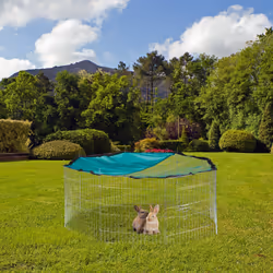 Relaxdays - Enclos avec couverture en filet, lapins, cochons d'inde, extérieur, élevage, HlP 60x150x150 cm, argent