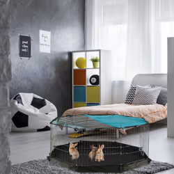 Relaxdays - Enclos avec couverture en filet, lapins, cochons d'inde, extérieur, élevage, HlP 60x150x150 cm, argent