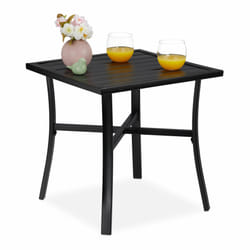Table de jardin carrée, balcon et terrasse, 4 personnes, acier, pratique, l x p : 46 x 46 cm, noir - Relaxdays