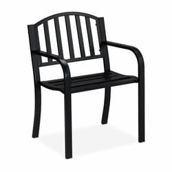 Chaise de jardin, fauteuil moderne avec accoudoirs, extra-large, acier, h x l x p : 82 x 60 x 48,5 cm, noir - Relaxdays
