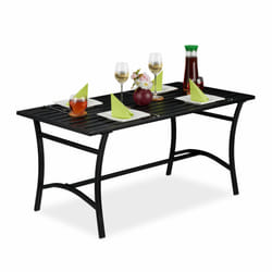 Table de jardin rectangulaire, terrasse et balcon, robuste et solide, métal, hlp 55,5x120x60 cm, noir - Relaxdays