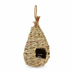 Relaxdays - nid d'oiseau, à suspendre, déco de balcon, terrasse, jardin, tressé, maison en paille, HxD 29 x 12 cm, naturel