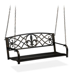 Banc suspendu, 2 sièges, balançoire de jardin à suspendre, design vintage, métal,HlP 197x133x58cm, noir bronzé - Relaxdays