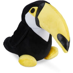Relaxdays - Butoir de porte toucan, pour le sol, tissu doux, arrêt décoratif intérieur, 1 kg, 20 cm de haut, noir/jaune