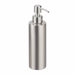 Distributeur de savon, rechargeable, salle de bain, cuisine, pompe à désinfectant, acier inox, 300 ml, argenté - Relaxdays
