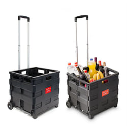 Relaxdays - Chariot de courses, lot de 2, caisse pliable, charge maximale 35 kg, h x l x p : env. 100 x 42 x 37, noir