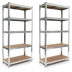 Tagère de rangement, lot 2, charge lourde, 875 kg, acier galvanisé, h x l x p : 180 x 90 x 40 cm, argenté