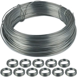 Fil en acier, lot de 12, antirouille pour le jardin, métal zingué, fils fins, 50 m de long, D: 1 mm, argenté