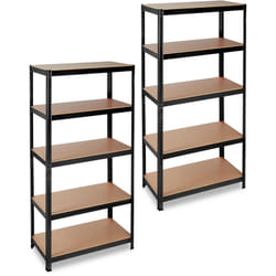 Relaxdays - Lot de 2 étagère charge lourde, Meuble 5 niveaux, Cave charge 875 kg, garage, 180x90x45 cm, acier, mdf, noir