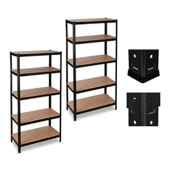 Lot de 2 étagères charges lourdes Meuble de rangement à clip charge 1325 kg garage 180x90x60 cm acier MDF noir